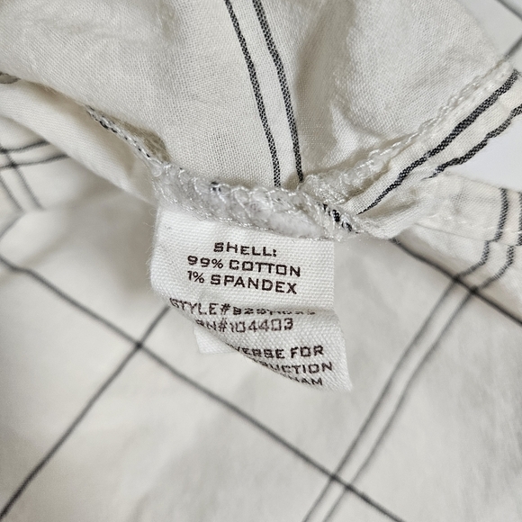 Blu Pepper Linen Style Short Sleeve Blouse, Ivory With Black Stripes, Small - Picture 8 of 11